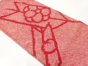 アンティーク　本総絞り矢羽根に八重桜模様名古屋帯